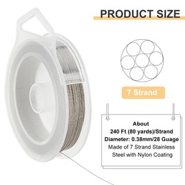 Benecreat 27.7 ft (73 m) / Winding Wire Diameter 0.01 inch (0.38 mm) Craft Wire, Nylon Coated Stainless Steel Wire, Beading, Accessory Making, Handicrafts