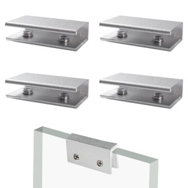 Lyeteung 4 pieces 8 mm glass clamp, aluminium alloy glass holder, adjustable glass clamp, glass connector, glass mounting clip, glass support brackets, for 3-7 mm thick glass, straight shape
