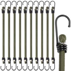 UNCO- Bungee Cords with Hooks, 12 inch, 10 Pack, Bungee Cords Heavy Duty Outdoor, Camping