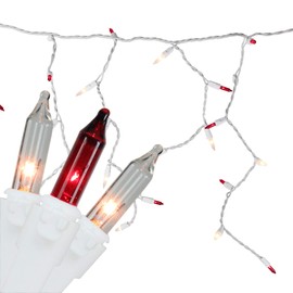 Northlight 100 Red and Clear Mini Icicle Christmas Lights - 5.75 ft White Wire