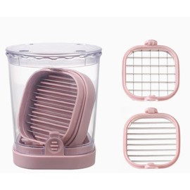 Fruit Slicing Cup - halteoly, 2 in 1 High Speed Cutter for Strawberries, Bananas, Grapes, Eggs etc Stainless Steel Vegetable Dicer, Kitchen Gadget, Kitchen Portable Slicing Tool (Pink)