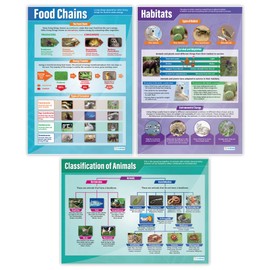 Daydream Education Habitats Science Classroom Posters - Set of 3 - EXTRA LARGE 33" x 23.5" - Laminated - STEM Middle & High School Class Decoration - Wall Charts