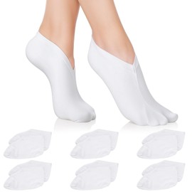 WJIAAA Moisturizing Socks Overnight for Dry Feet, 6 Pairs Lotion Cotton Spa Socks for Foot Care, Moisture Enhancing Cosmetic Therapy Sock for Cracked Heel Repair Women Men(White)