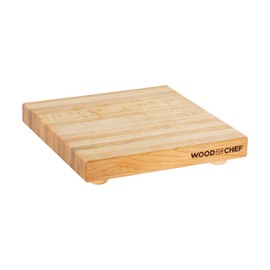 WoodForChef Hardwood Butcher Block with Feet - Hard Maple Edge Grain Cutting Board with Dual Pairs of Wooden and Rubber Legs - Elevated Chopping Board for Precision Cutting - 12x12x1.5 inches (Square)