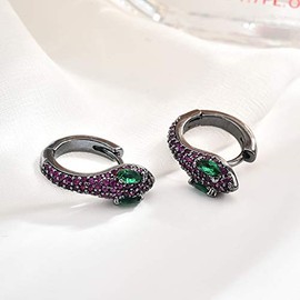 Rockyu Earrings, Women's Popular, Snake, Zirconia, Gold, 18K Gold Hoop Earrings, Diamond Earrings, Ring Earrings, Cartilage, For Both Ears, Finish, Hypoallergenic, Stainless Steel