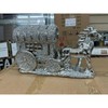 XXL Crushed Diamond Horse & Wagon Ornament – 35cm Silver