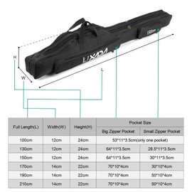KOCAN Fishing Tackle Bag, 210cm Fishing Bag Portable Folding Fishing Rod Reel Bag Fishing Pole Gear Tackle Tool Carry Case Carrier Travel Bag Storage Bag Organizer