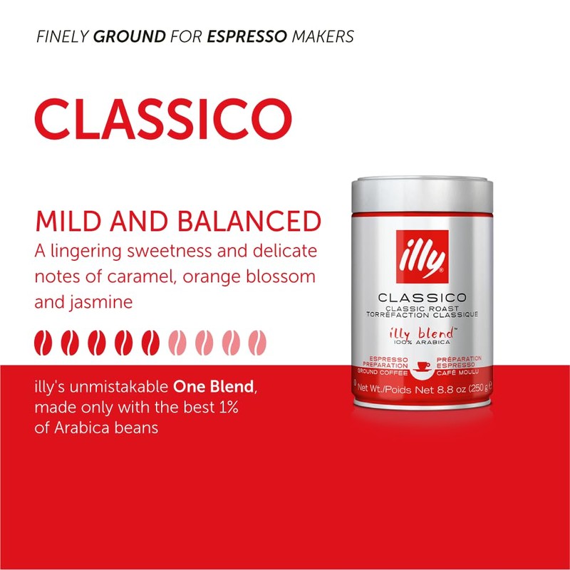 illy Ground Coffee Espresso - 100% Arabica Coffee Ground –