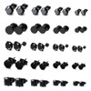 FIBO STEEL 20 Pairs Stainless Steel Black Stud Earrings for
