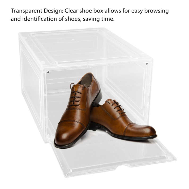 Shoe Storage Box Clear Acrylic with Magnet Front Door Stackable
