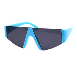80's Fashion Sunglasses Flat Top Open Frame Funky Geometric Shades UV 400 Blue