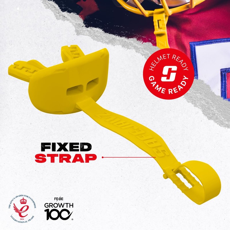 SAFEJAWZ Yellow Football Mouth Guard, Sports Lip Guard with Connected