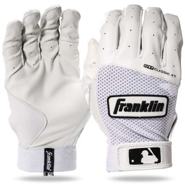 Franklin Sports Classic XT - Par de Guantes de bateo de béisbol - Blanco/Blanco - Juvenil L