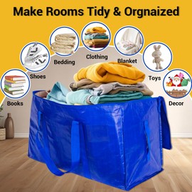 DAWNTREES Extra Large Moving Bags,2-Pack Heavy Duty with Strong Zippers and Handles Collapsible Moving Supplies, Storage Totes for Packing & Moving Storing (2)