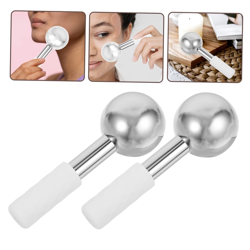 Healeved 2pcs Stainless Steel Ice Globes for Face Massage Handheld