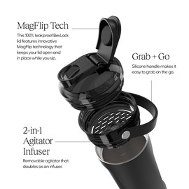 BrüMate MultiShaker Botella batidora | Botella coctelera de acero inoxidable 100% a prueba de fugas | Botella coctelera de proteínas y botella preentrenamiento para el gimnasio | 26 onzas (pera pera)