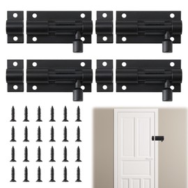 Set of 4 Door Bolt Black Small, Door Bolt Black Small, Set of 4, Sliding Lock with Screws, for Garden Gate, Shed, Interior Doors, Robust Aluminium Alloy Material for Long-Term Use