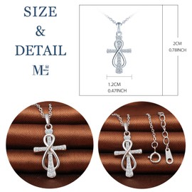 MicLee Women's girl's Necklace pendant, 925 Sterling Silver necklace, Creative cross infinity symbol necklace, Choker, Inlaid zircon, beautiful and classic pendant, silver