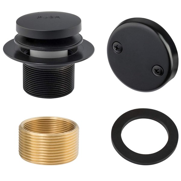Matte Black Bathtub Drain Trim Kit, Two-Hole Overflow Faceplate, Universal
