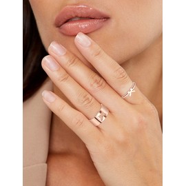 Butterfly Rings Adjustable Rings for Women Men Matching Couples Friendship Rings Trendy Dainty Rings Set for Teen Girls (rose gold)