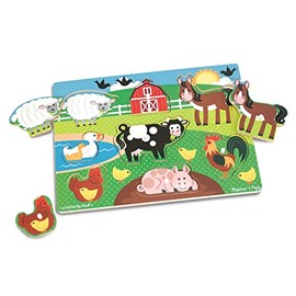 Melissa & Doug Wooden Toys - Farm Animals Peg Boards for Children, Learning Toys for 2 Year Old Girls & Boys Toddler Puzzles Gifts, Kids Wooden Jigsaw Puzzles for Children Age 2 3 4