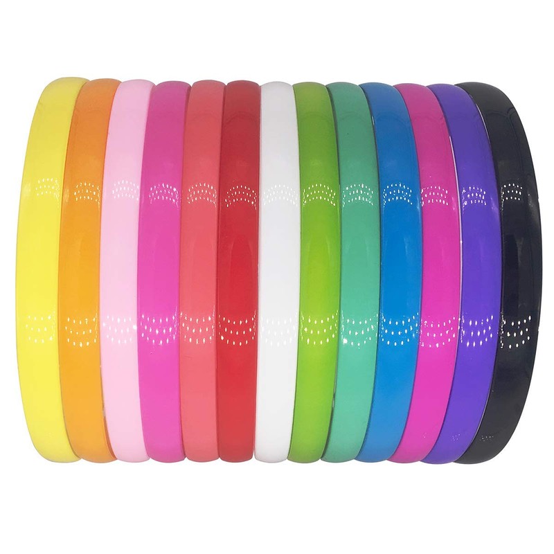Yazon 15mm Plastic Headbands for Girls Women Colorful Headband with