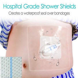 12" x 12" Shower Shields Wound Cover, Large Waterproof Bandages for Central Line Chemo Port Chest Catheter Shower Cover PICC Line Shower Protector Dressings 25 Pcs