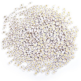 Naler 800 Cuentas 7mm de Letras Redondos para Hacer Pulseras, Cuentas Blancas para Manualidades de Bisutería Abalorios para Pulsera Collares Dijes Colgantes, Letras Doradas