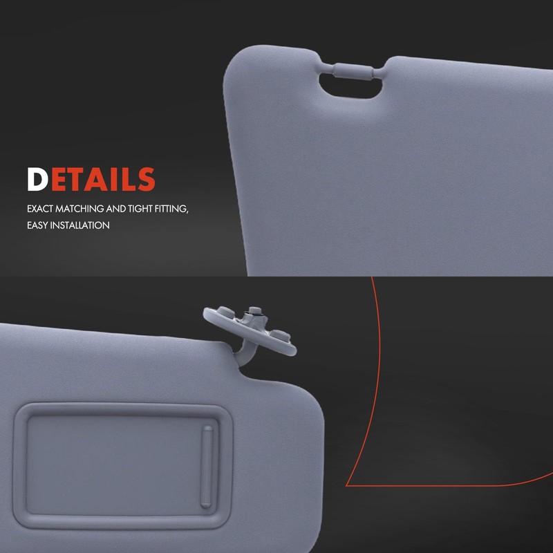 A-Premium Right Passenger Side Sun Visor with Mirror - Compatible