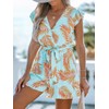 CUPSHE Women's Romper Tropical Flutter Sleeve Boho Overall V Neck
