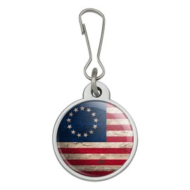 Rustic Betsy Ross 1776 Distressed American Flag Jacket Handbag Purse Luggage Backpack Zipper Pull Charm