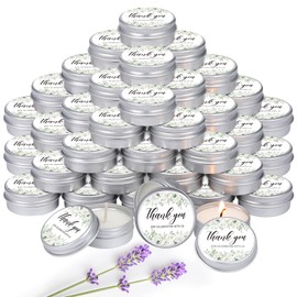 MTLEE 50 Pcs Wedding Candles Gift Wedding Favors for Guests 1 Oz Lavender Scented Soy Wax Candle Aromatherapy Candle Favors for Bridal Shower Rustic Wedding Party Guests(Green Leaves)