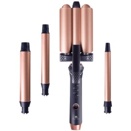 Sutra 4-in-1 Hair Curling Iron Set with Tourmaline Infused Ceramic Barrels - Professional Curling Wand Tool for Women with Clipless Curlers & Triple Barrel Waver - Styling Products for All Hair Types