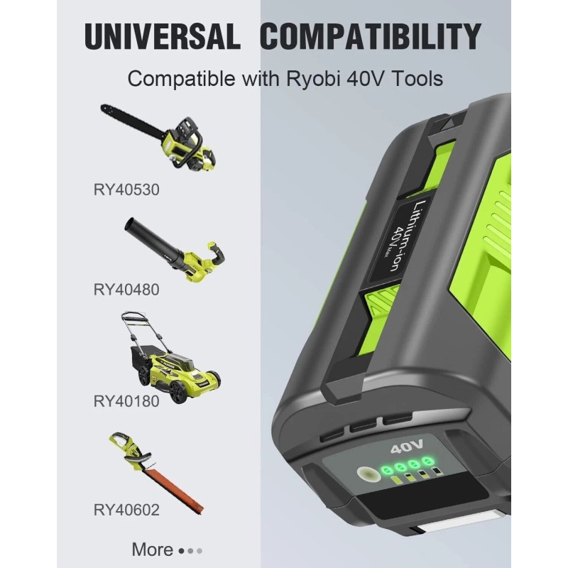 For RYOBI 40V 6.0Ah Battery For Ryobi 40 Volt Lithium