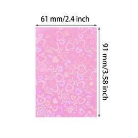 ONLYKXY 100pcs Soft Clear Plastic Heart Glitter Bag Storage Pouch Laser Sleeve Cover Pocket Holder Holographic Photo Protector Top Loader for 3in Trading Card Coin Jewelry (Hot Pink)