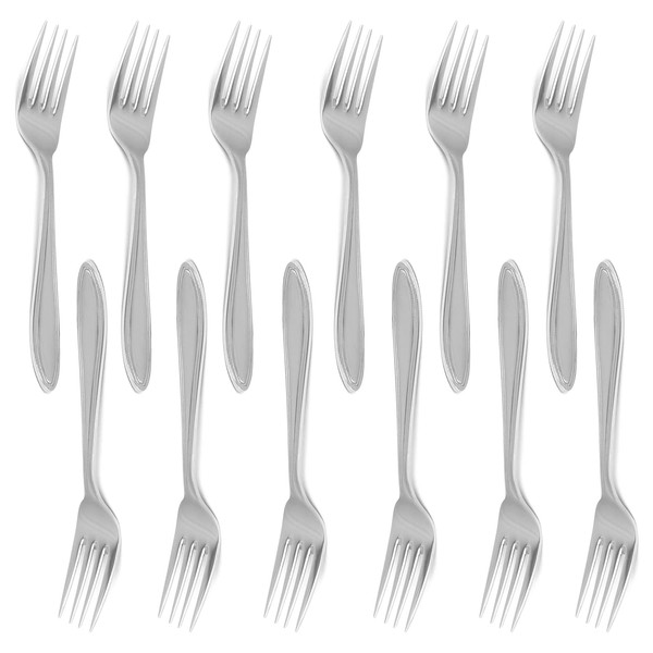 Royal 12-Piece Mini Dessert Forks Set - 18/10 Stainless Steel, 6.0" Mirror Polished Flatware Utensils - Great for Tastings, Cakes, and Using in Home, Kitchen, or Restaurant