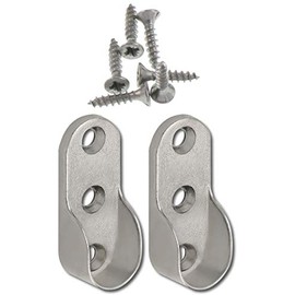 Secotec Wardrobe Rail Supports Oval Nickel, Pack of 2, 105030315