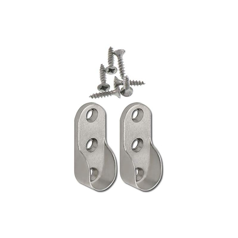 Secotec Wardrobe Rail Supports Oval Nickel, Pack of 2, 105030315