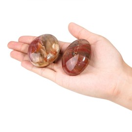 dssmboom Irregular Petrified Wood Crystal Palm Worry Stones for Relaxing Anxiety Stress, Polished Pocket Stone for Meditation Chakra Balancing