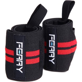 FERRY Wrist Wraps for Weightlifting, Stabilize the Wrists, 2-piece Set Black/Red