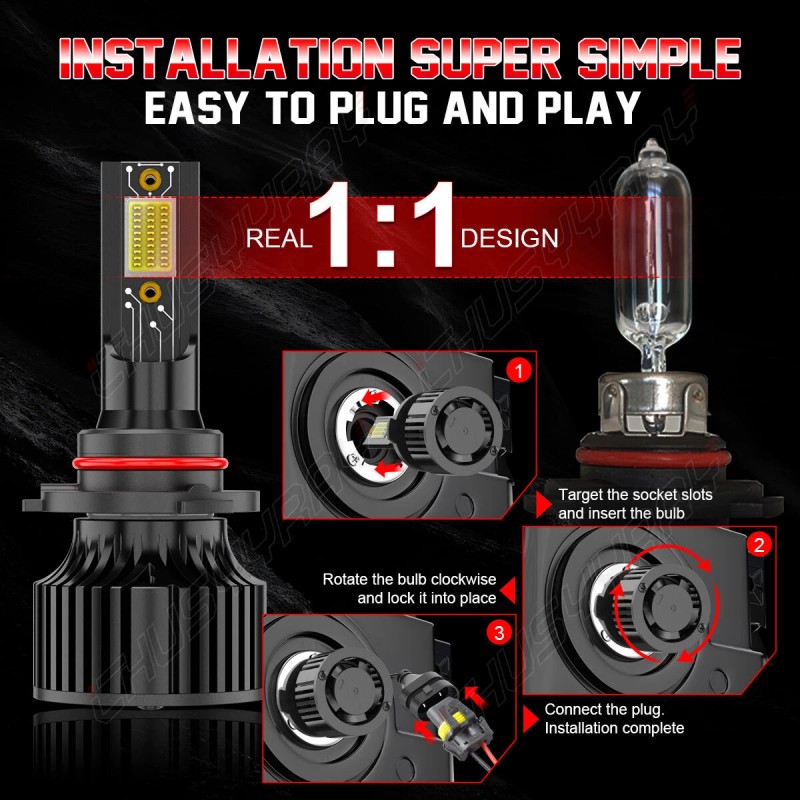 CHUSYYRAY For Chevy Caprice 1987-1990 4X6000K COB High Low Beam