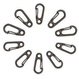 TEMLUM Carabiner, Small, Mini Shape, Set of 10, Mini Carabiner, Carabiner Snap, Key Holder, Accessories, Keys, For Camping, Hiking, Gray 01