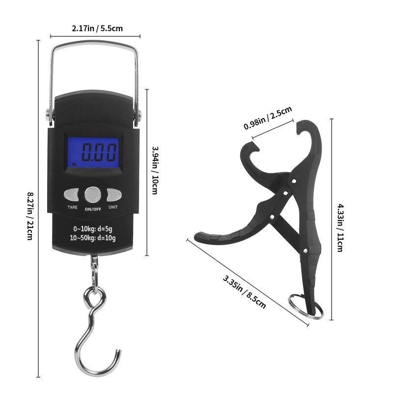 Digital Scale with Lip Gripper：110 Lbs/50 Kg Backlight LCD Display