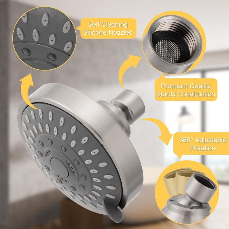 AISOSO Shower Head, 5 Modes High Pressure Shower Heads for