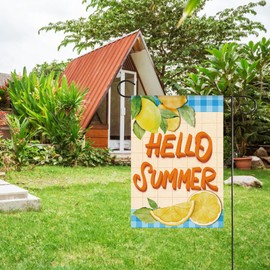 HOMFREEST Lemon Summer Garden Flag 12x18 Inch Double Sided Burlap Outside Welcome Hello Summer Yellow Small Flag Yard Outdoor Decoration