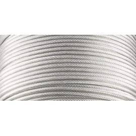 1/8" Coated to 3/16" Diameter, 7x7 Construction, Clear Vinyl Coated Cable (100 ft Coil)