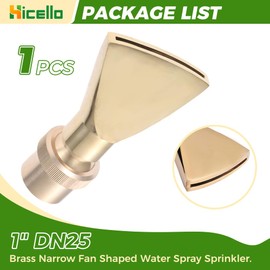 Hicello 1" Brass DN25 Fan Shaped Fountain Nozzle Flat Duck-Bill Fountain Head Sprinkler Spray Head for Garden Pond, Amusement Park, Museum, Library