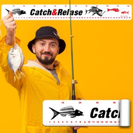 PRINT.GG Adesivo per metro a nastro da pesca, barca, kayak, 125 cm x 15 cm, impermeabile, misura precisa in cm e pollici, facile da applicare, adesivo per pesce, accessori per la pesca Catch & Release