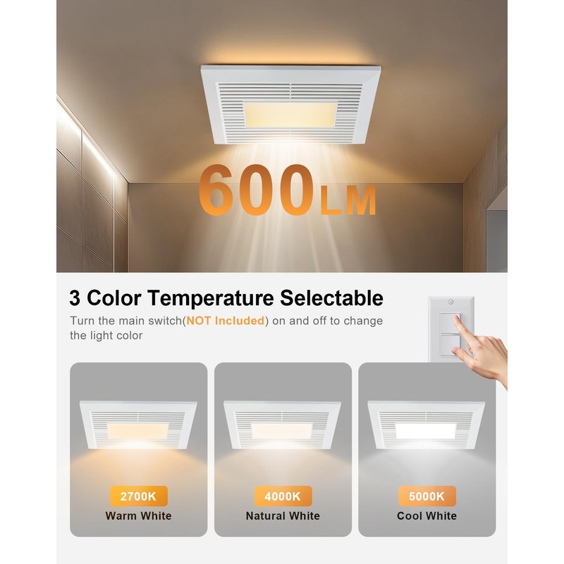 GROWNEER Bathroom Exhaust Fan with Light, 35W Exhaust Fan with