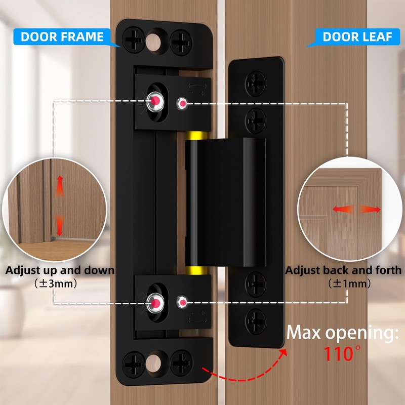 Hidden Door Hinges 2pack Ultra-Thin Hidden Hinges for Secret Door